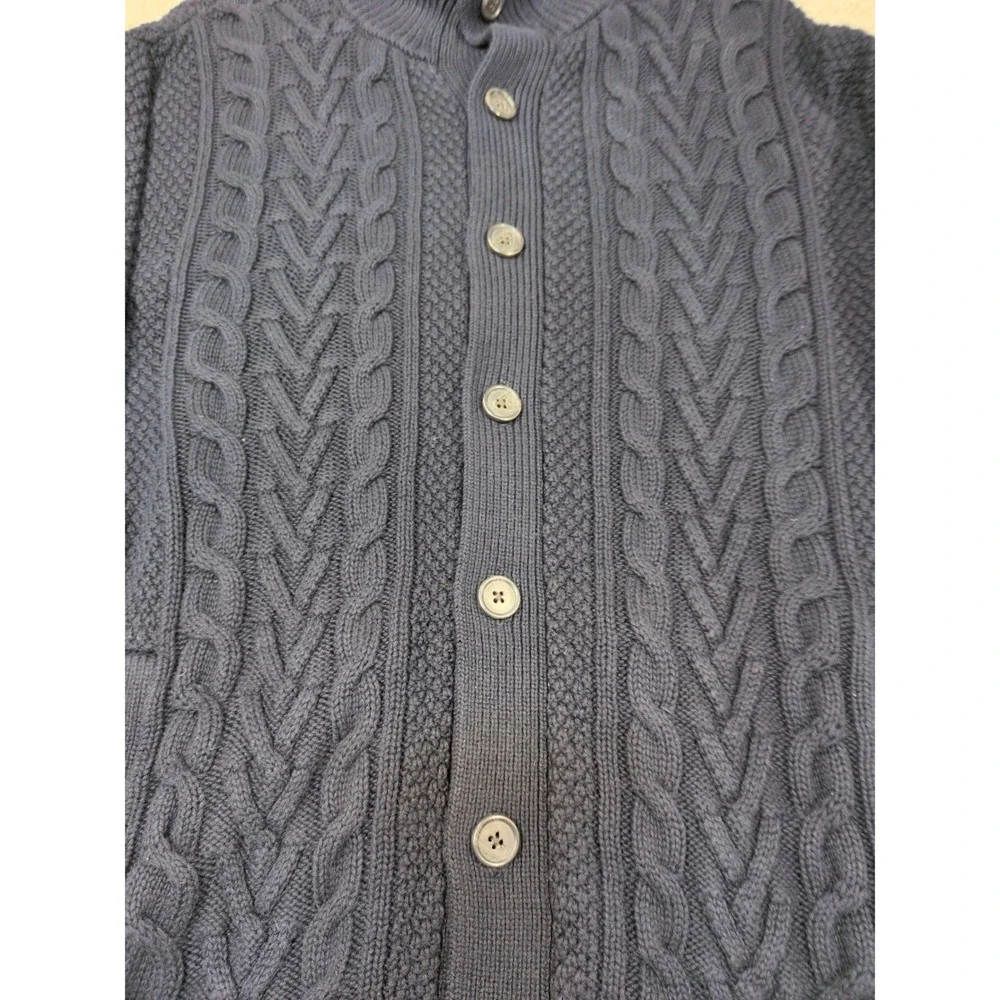 Banana Republic Mens Navy Blue Cable Knit Button‎ Front Cardigan Sweater Size M